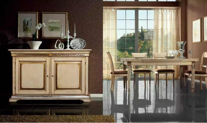 Tavolo da pranzo in stile italiano 4 sedie Tavolo e sedie in legno Design da pranzo 5 pezzi