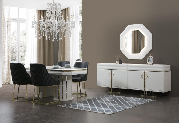 Sedia di lusso di colore bianco universale per sala da pranzo moderna.