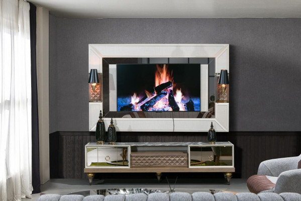 Soggiorno parete set supporto tv mobile basso tavolo legno lusso armadio xxl