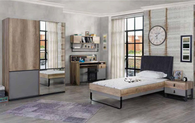 Camera dei bambini camera da letto per giovani set letto armadio angolare armadio scrivania mobili 4 pezzi
