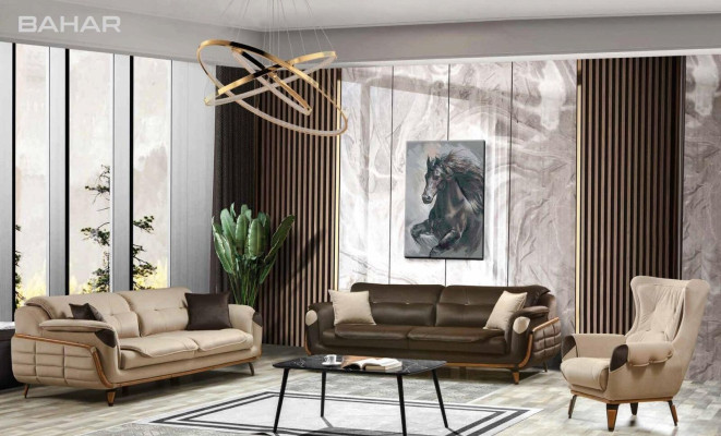 Poltrona Sedia Classica TV Soggiorno Imbottita Singola Tessuto Beige