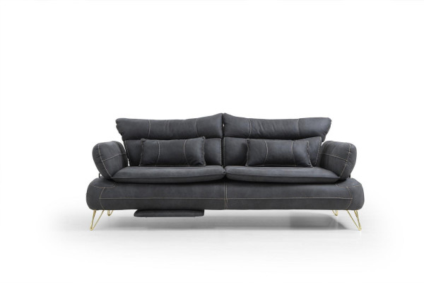 Sofà 3+3+1+1 posti nero divano poltrona set divani 4 pezzi