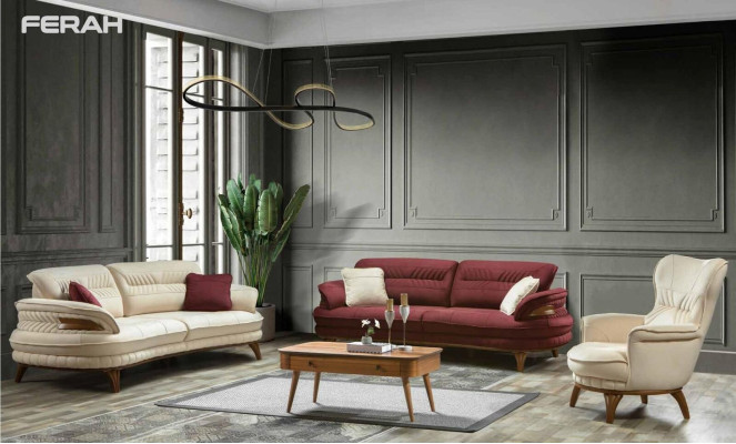 Divano 3 posti Divani Sofà Stile Art déco Nuovo Tessuto di lusso Imbottito