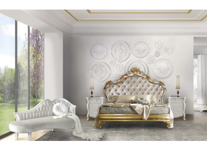 Camera da letto di lusso set 4 pezzi. Letto + 2 comodini + chaise longue design lounge