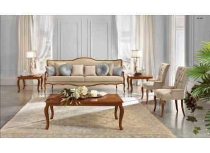 Sofà 6 pezzi. Mobili classici Divano Poltrona Tavolino da salotto Tavolino in legno