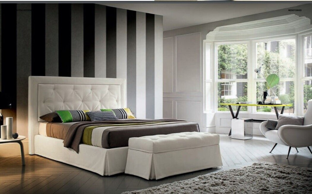 Chesterfield letti in tessuto da 180x200 cm per la camera da letto, design di lusso da hotel.