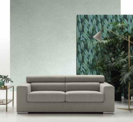 Divano 3 posti moderno di lusso con rivestimento in tessuto grigio alfitalia.