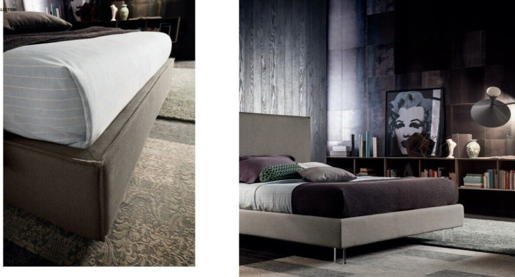 Letto matrimoniale di lusso marrone 200x200 in pelle per camera da letto design imbottito dell'hotel.