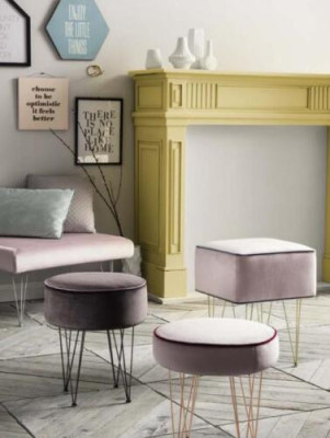 Pouf 3x Pouf Pouf Puff Pouf Pouf Tessuto Stoff Poggia piedi Pouf Ottomano Italia