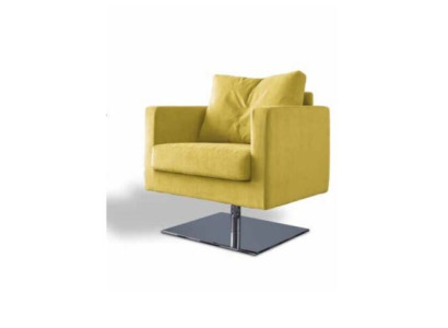 Sedia Sedia Imbottita Tessuto Giallo Di Lusso Design Lounge Club Relax Nuovo