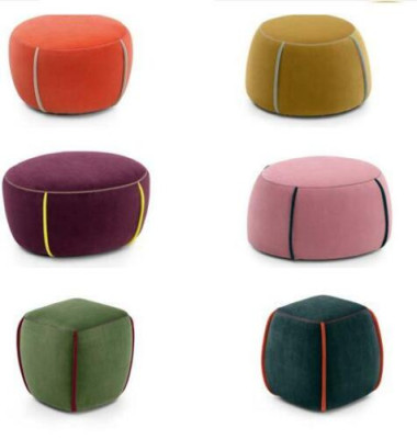Design ovale poggiapiedi imbottito con seduta tessile Ottoman Pouf