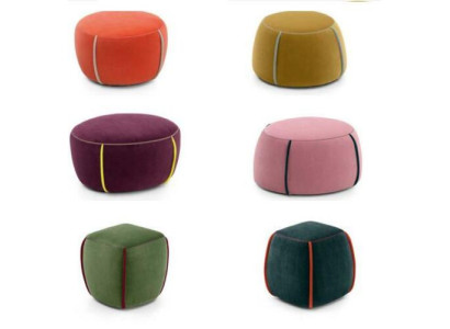 Design ovale poggiapiedi imbottito con seduta tessile Ottoman Pouf