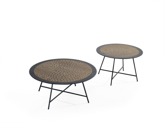 Tavolino da salotto in stile contemporaneo con piano del tavolo in finto legno naturale