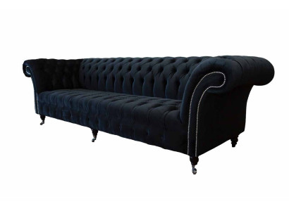 Divano 4 posti Chesterfield imbottito design di lusso in legno nuovo