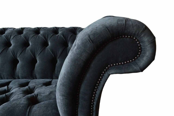Divano a quattro posti Sofà 4 posti design moderno grigio in tessuto Chesterfield