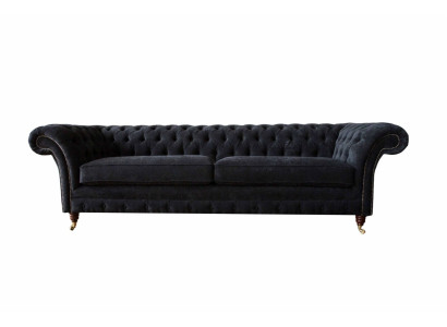 Divano design a 4 posti imbottito di lusso, classico tessile Chesterfield.