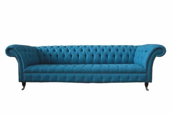 Chesterfield divani imbottiti design tessuto divano 4 posti divano design lusso blu