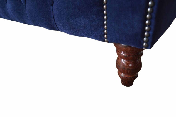 Chesterfield Design Divano di lusso imbottito 3 posti blu tessuto nuovo