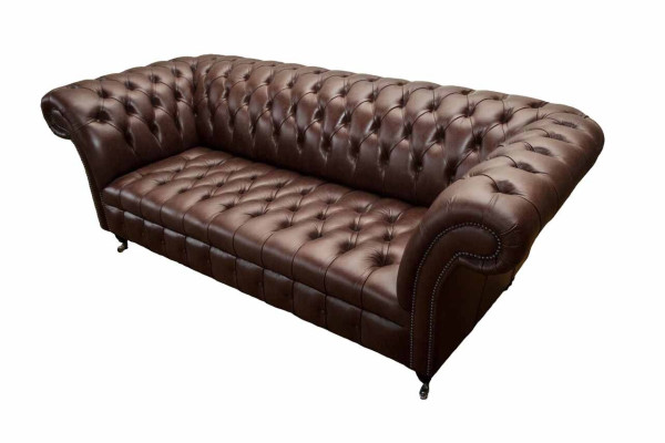 Divano Chesterfield in pelle a 3 posti per soggiorno, designer couchen imbottito.