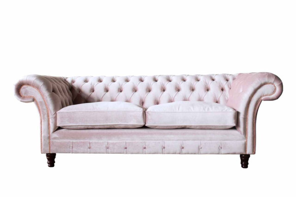 Divano a 3 posti, divano, design dei mobili Chesterfield, seduta in tessuto imbottito nuova.