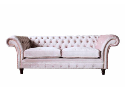 Divano a 3 posti, divano, design dei mobili Chesterfield, seduta in tessuto imbottito nuova.
