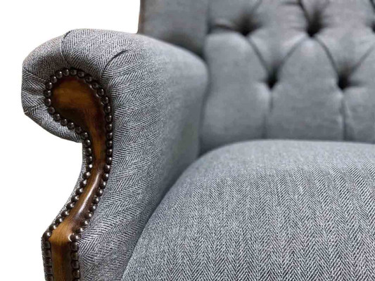 Poltrona Chesterfield Chesterfield divano a 1 posto grigio in tessuto nuovo