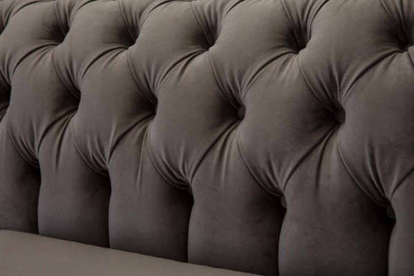 Sofà imbottito divano 3 posti in tessuto Chesterfield grigio nuovo