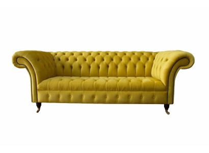 Chesterfield divano a 3 posti in stile divano imbottito Tessuto in tessuto nuovo