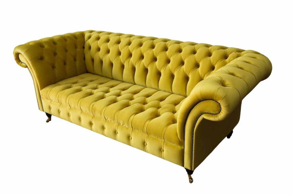 Chesterfield divano a 3 posti in stile divano imbottito Tessuto in tessuto nuovo