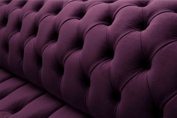 Divano Chesterfield lilla a 3 posti Chesterfield, divano di design in tessuto