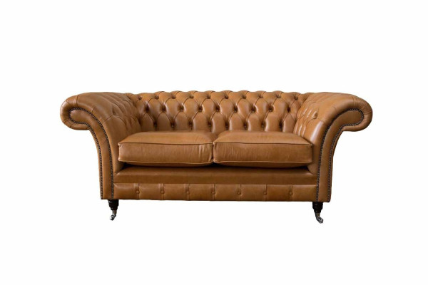 Chesterfield divano a due posti 2 posti divani imbottiti in pelle marrone.