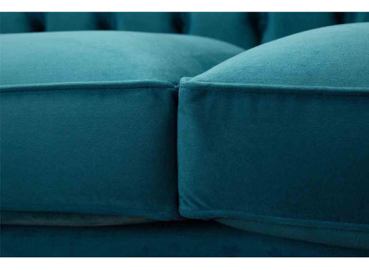 Chesterfield tre posti in tessuto blu design soggiorno divano imbottito