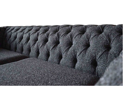 Chesterfield grigio 3 posti in tessuto grigio design divani imbottiti.