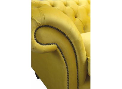 Tessuto 3 posti Blu Design in stoffa Divano Imbottito 230 cm Chesterfield Sofà