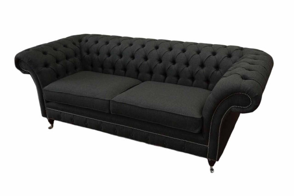 Divano Chesterfield a tre posti per soggiorno design nero mobili nuovo