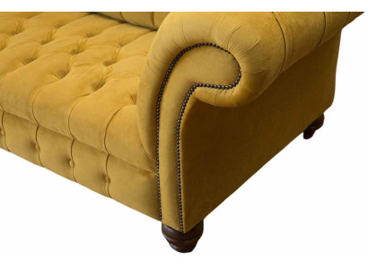 Chesterfield Divano Giallo Imbottito a 3 Posti con Sedili Divani a Tre Posti
