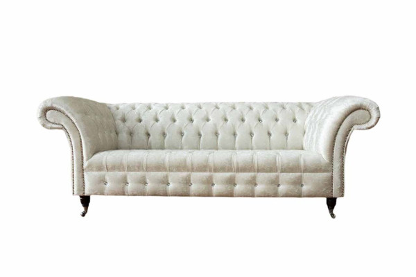 Tre posti in tessuto bianco divano da design per il soggiorno divano Chesterfield.