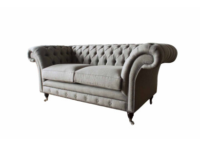 Divano Chesterfield grigio 2 posti in legno, nuovo divano a tre posti.