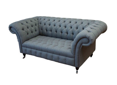 Chesterfield arredamento per ufficio Divano Divano 2 posti Tessuto Grigio