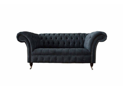 Divano a 2 posti design Chesterfield in tessuto di lusso nuovo.