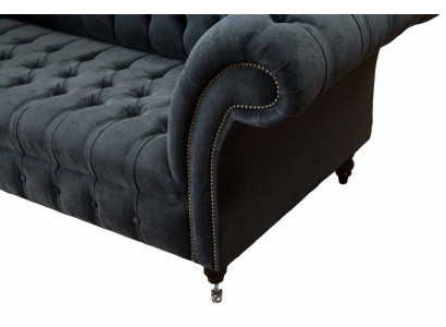 Divano a 2 posti design Chesterfield in tessuto di lusso nuovo.