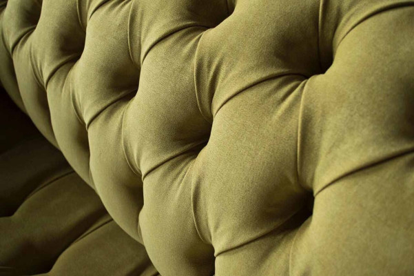 Divano a due posti di lusso 2 posti soggiorno verde chiaro Chesterfield tessuto nuovo