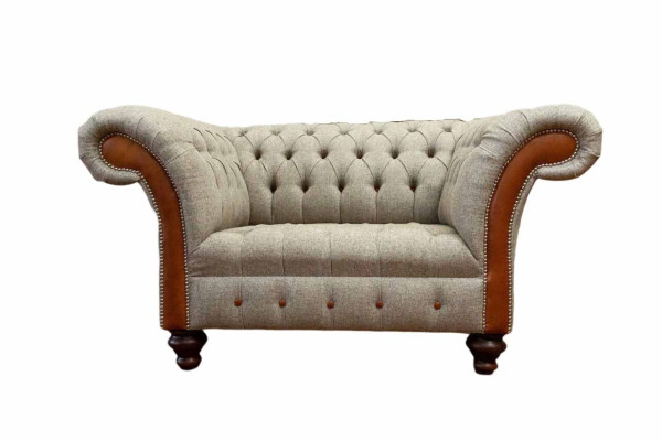 Chesterfield Divano Imbottito 1,5 Posti Divani Classici Singoli Grigio Nuovo