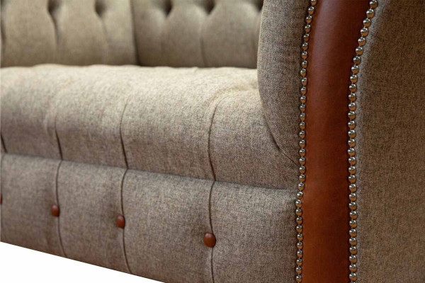 Chesterfield Divano Imbottito 1,5 Posti Divani Classici Singoli Grigio Nuovo