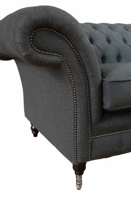 Divano Chesterfield 2 posti in tessuto grigio nuovo