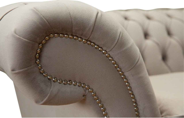 Chesterfield Tessuto Divano Imbottito Design Lusso Divano in Tessuto 2 Posti