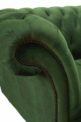 Chesterfield Arredamento per ufficio Poltrona Divano Divano a 2 posti Tessuto Verde