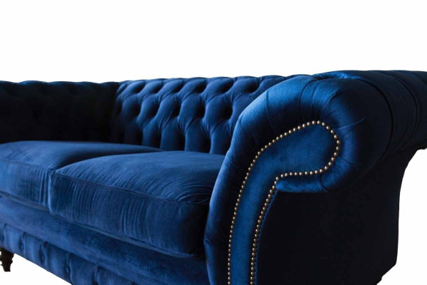 Chesterfield Mobili per ufficio Sedute Arredamento Divano Divano 2 posti Tessuto Blu