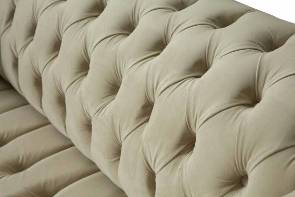 Divano due posti imbottito 2 sedute tessuto lusso Chesterfield nuovo