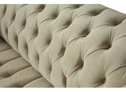Divano due posti imbottito 2 sedute tessuto lusso Chesterfield nuovo